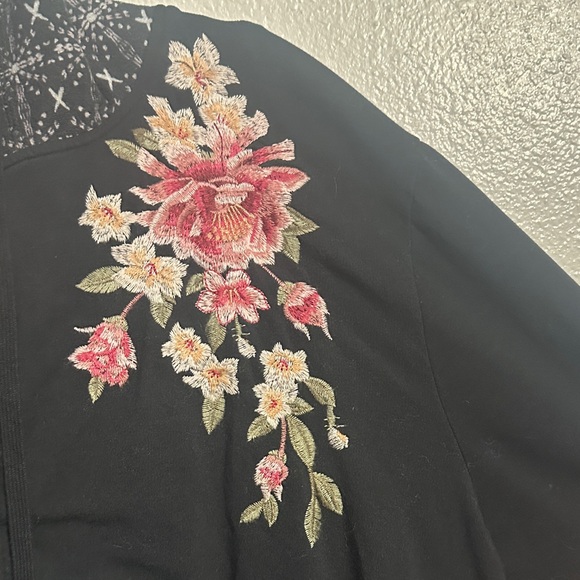 Johnny Was Black Floral & Bandana Patch Zip Hoodie - Picture 9 of 16
